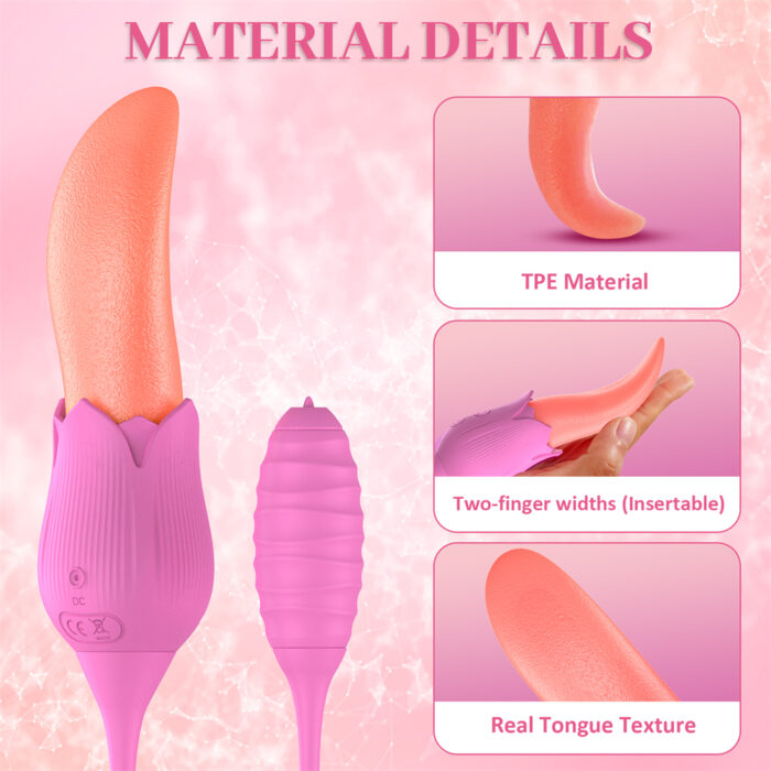 Rose Licking Vibrator Tongue G Spot Oral Clit Stimulator Dildo Egg USB Sex Toy 6
