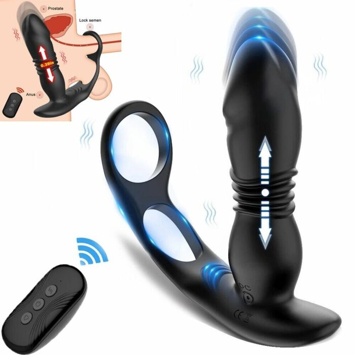 Thrusting Anal Vibrator, Thrusting Butt Plug, Butt Plug Vibrator, Prostate Massager, Dual Cock Ring,