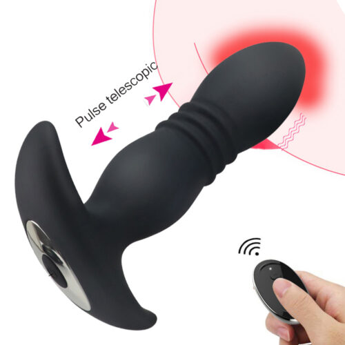 Telescopic Thrusting Anal Butt Plug Vibrator Prostate Massager