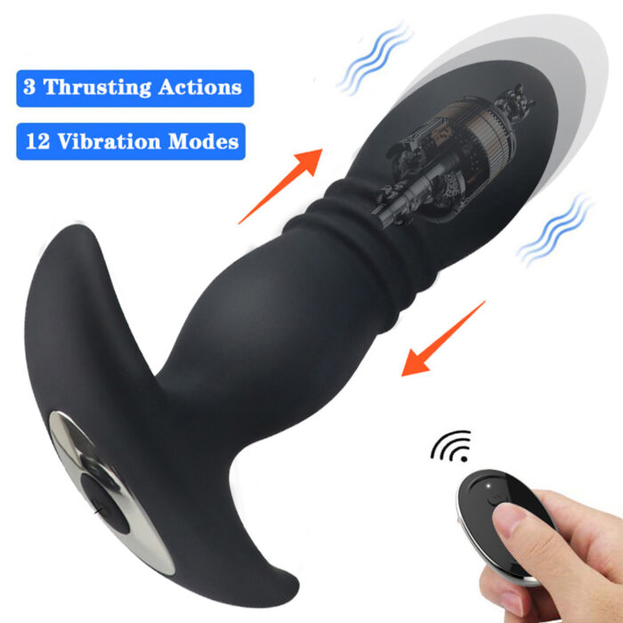 Telescopic Thrusting Anal Butt Plug Vibrator Prostate Massager