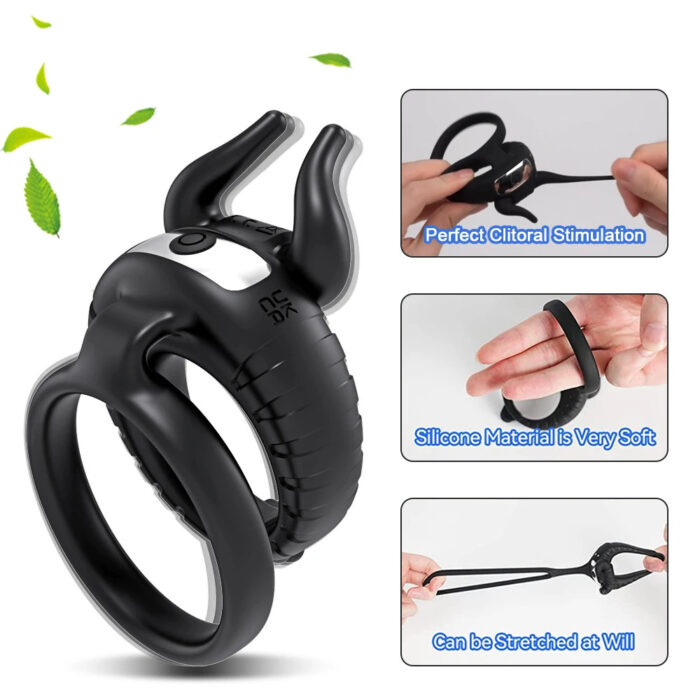 Powerful Penis Cock Ring Vibrator Rechargeable Clit Stimulator Couples