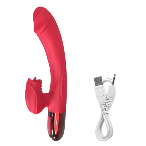 Rabbit Vibrator Tongue Licking G-Spot Clit Massager Heating Dildo Female Sex Toy
